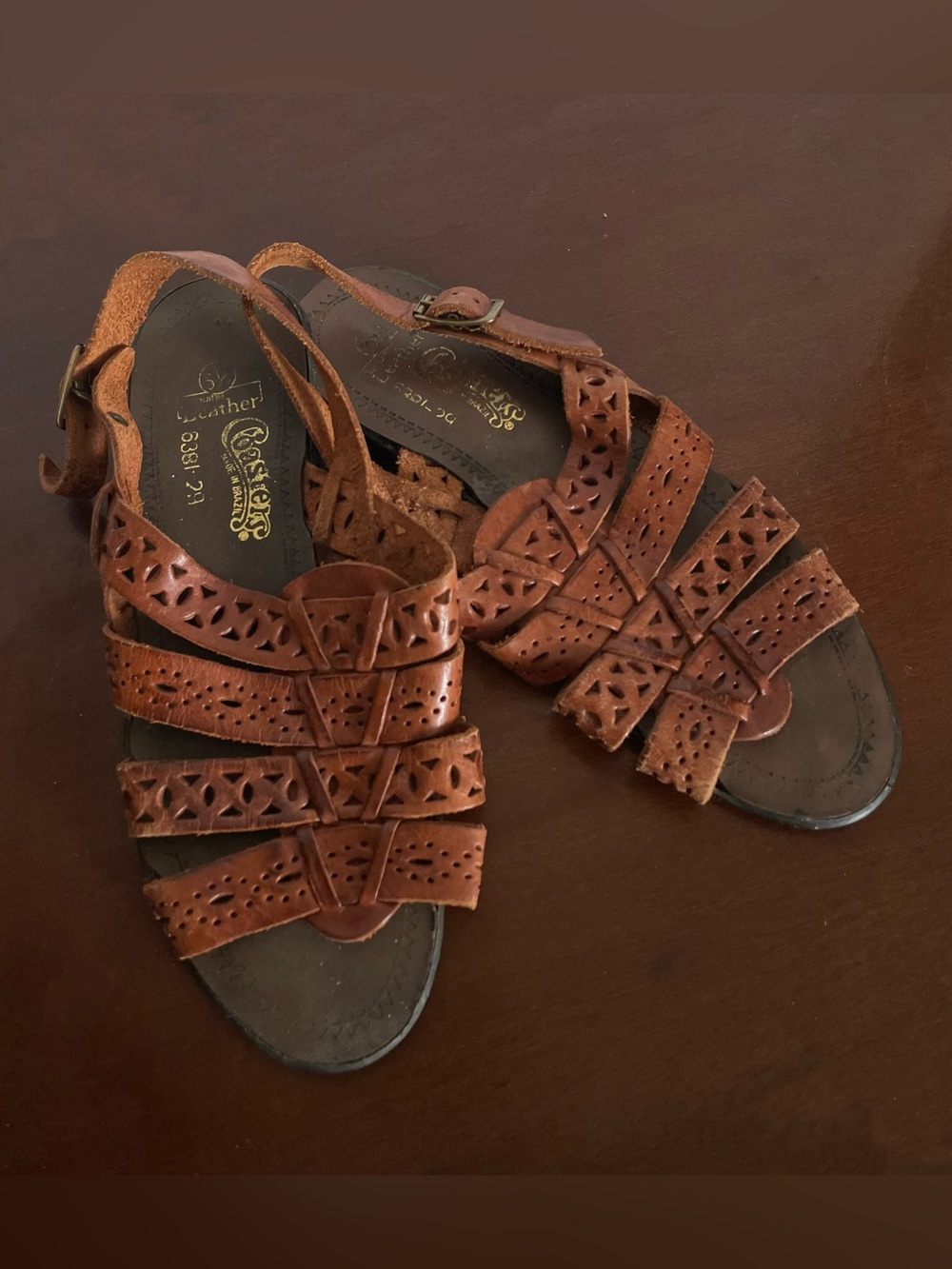 Vintage Leather Brown Strappy Sandals